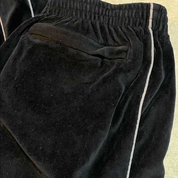Sweatscdo Black Velour Pants with Gray Piping - Picture 2 of 9